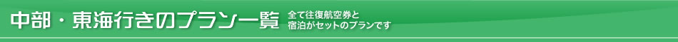 中部・東海行きのプラン一覧－全て往復航空券と宿泊がセットのプランです