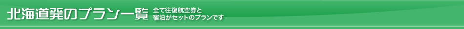 北海道発のプラン一覧－全て往復航空券と宿泊がセットのプランです