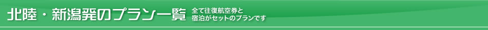 北陸・新潟発のプラン一覧－全て往復航空券と宿泊がセットのプランです